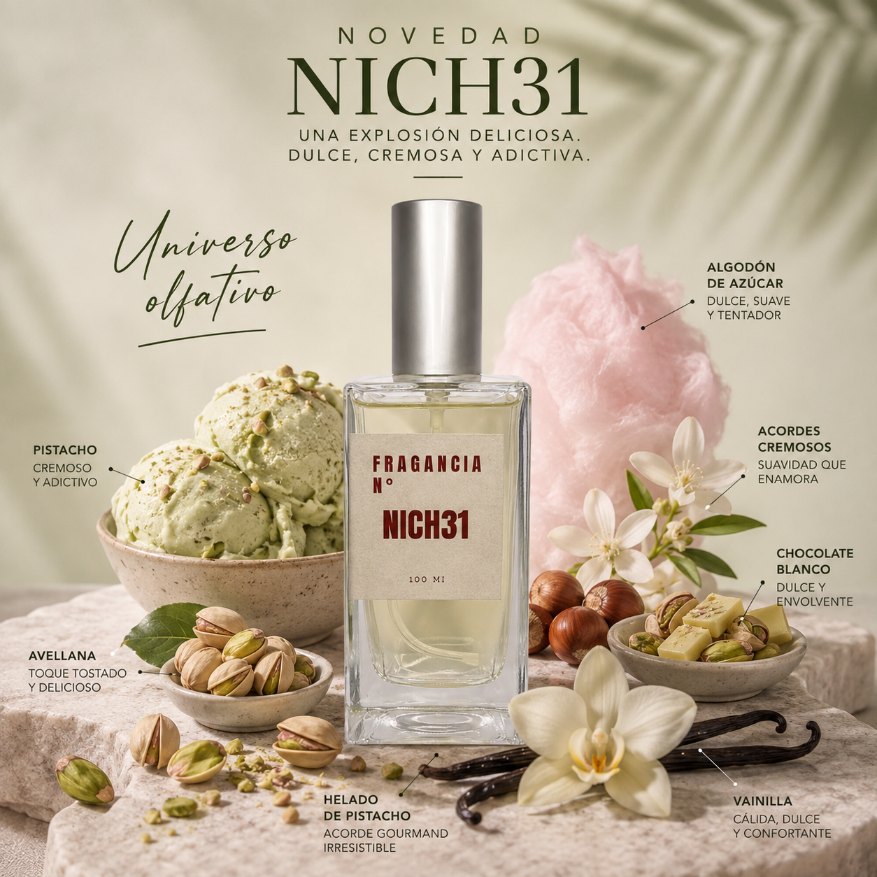 Fragancia NICH31 - Equivale a Kayali33 Yum Pistachio Gelatto